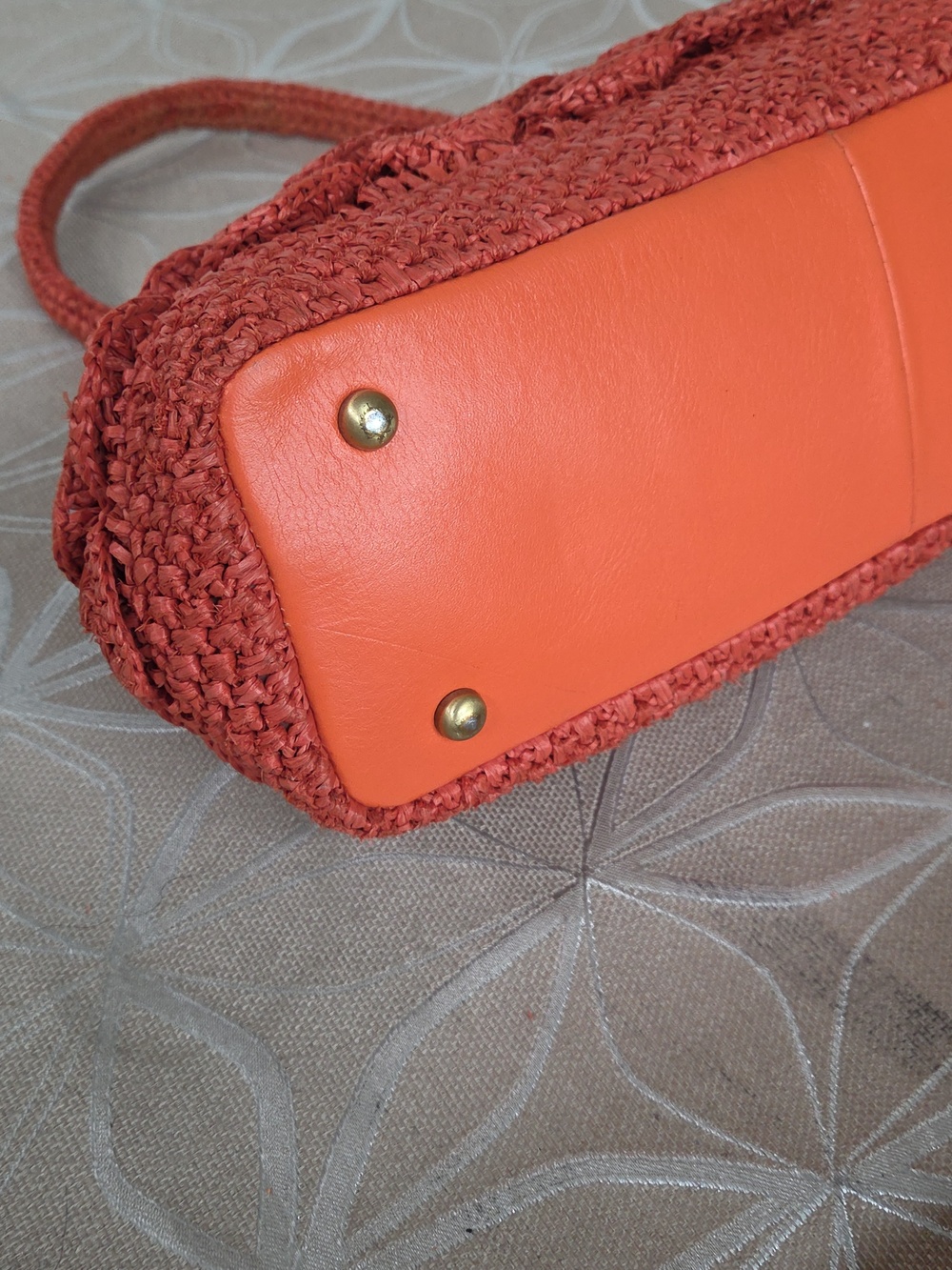 Patricia Nash Ferrara Woven Raffia Frame Bag, Koi Orange Satchel! - Picture 4 of 16